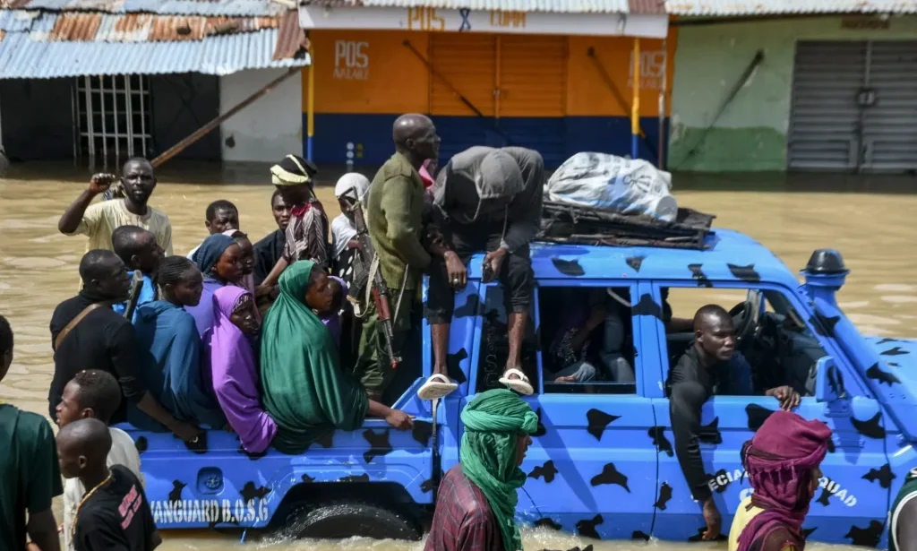 A flood-hit community in Africa