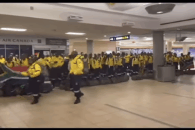 South African firefighters at an airport