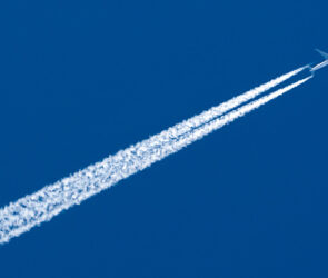 A file photo of contrails