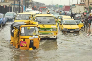flooding in Lagos caused by heavy rainfall