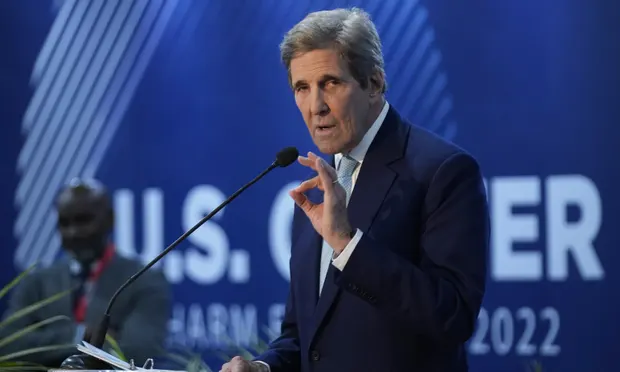 John Kerry, former United States secretary of state and special presidential climate envoy, giving his speech at COP27