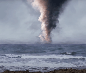 A screenshot of a video of a cyclone twister