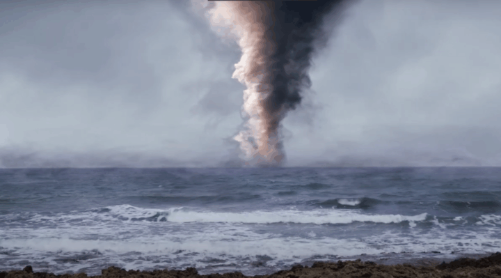 A screenshot of a video of a cyclone twister